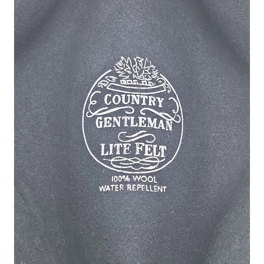 Country Gentleman Lite Felt Hat 100% Wool Black Water Repellent Men Sz Medium